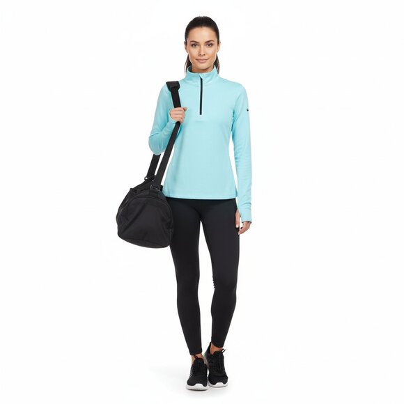 Nike Blue & Black 1/2 Zip Long Sleeve Sport Athletic Shirt Top L - Picture 7 of 7